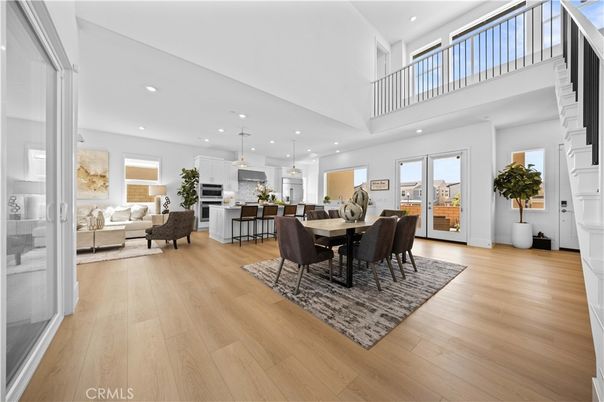 Dining room, Interior, Kitchen, Living room, Pendant Lights, Recessed Lighting, Stainless Steel Appliances, Wood Texture Flooring