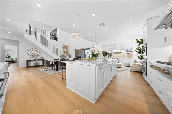 Dining room, Interior, Kitchen, Living room, Pendant Lights, Recessed Lighting, Wood Texture Flooring