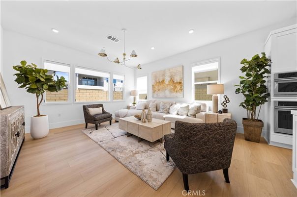 Interior, Living room, Pendant Lights, Recessed Lighting, Wood Texture Flooring