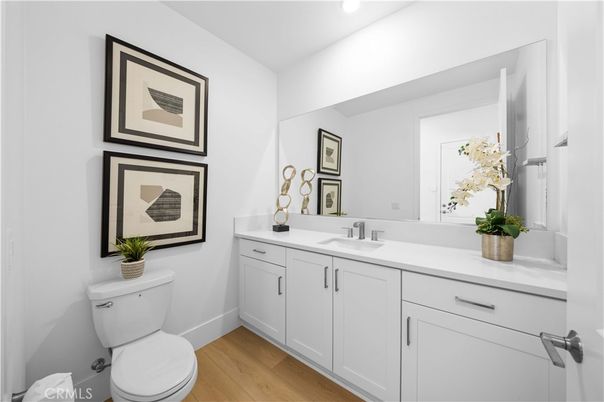 Bathroom, Interior, Recessed Lighting, Wood Texture Flooring
