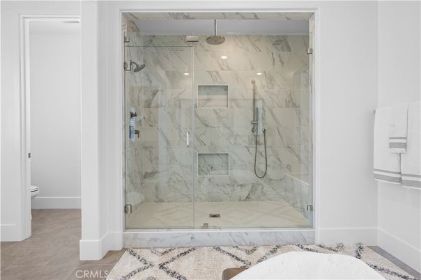 Bathroom, Glass Shower, Interior, Marble Walls