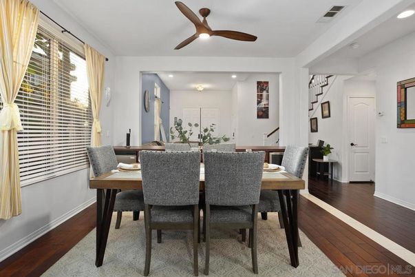 Dining room, Interior, Recessed Lighting, Wood Texture Flooring
