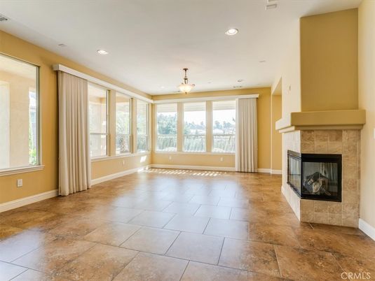 Empty room, Fireplace, Interior, Recessed Lighting