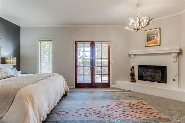 Bedroom, Chandelier, Fireplace, Interior