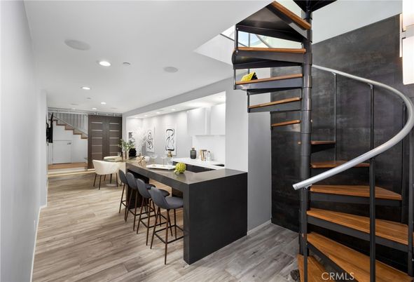 Dining room, Interior, Kitchen, Recessed Lighting, Wood Texture Flooring