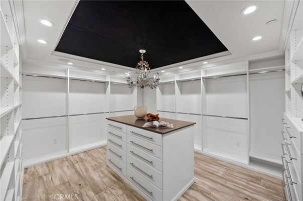 Chandelier, Interior, Recessed Lighting, Walk-in Closets, Wood Texture Flooring