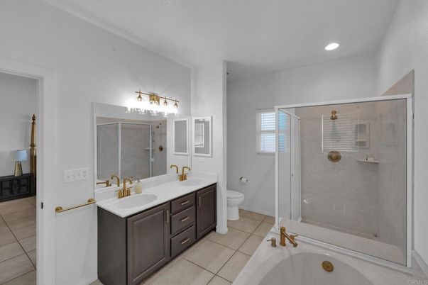 Bathroom, Dual Sink Vanities, Glass Shower, Interior, Recessed Lighting