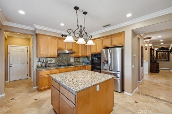Chandelier, Interior, Kitchen, Pendant Lights, Recessed Lighting, Stainless Steel Appliances
