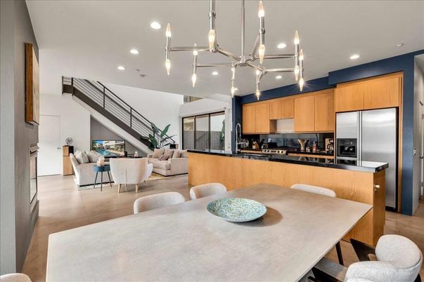 Dining room, Interior, Kitchen, Living room, Pendant Lights, Recessed Lighting, Stainless Steel Appliances