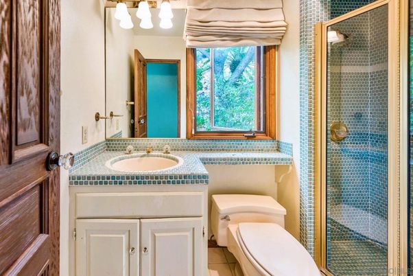Bathroom, Glass Shower, Interior, Tile Countertops