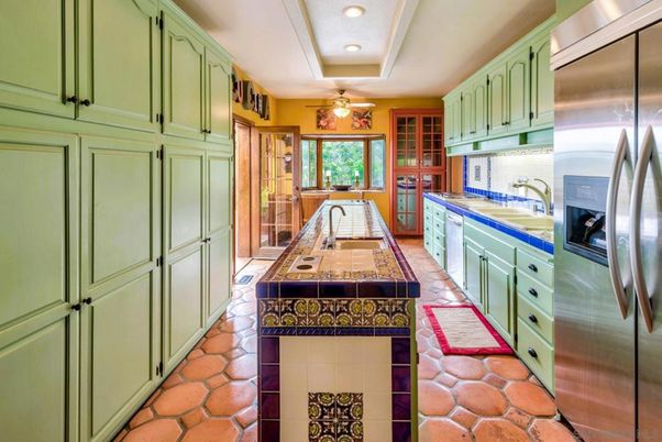 Interior, Kitchen, Recessed Lighting, Tile Countertops