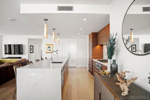 Interior, Kitchen, Pendant Lights, Recessed Lighting, Wood Texture Flooring