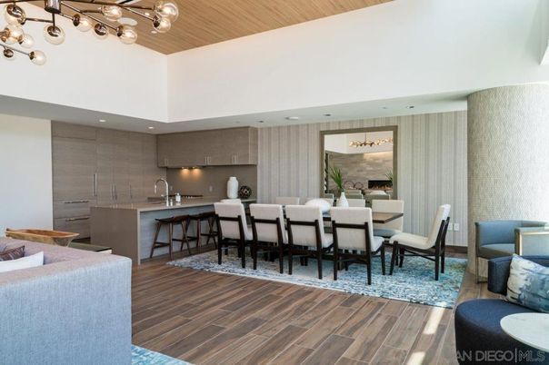 Dining room, Interior, Kitchen, Pendant Lights, Recessed Lighting, Wooden Ceilings, Wood Texture Flooring