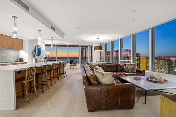 Interior, Kitchen, Living room, Pendant Lights, Recessed Lighting, Water, Wood Texture Flooring