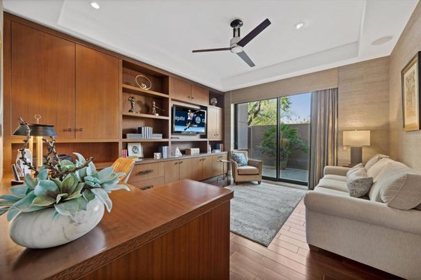 Home Office, Interior, Living room, Recessed Lighting, Wood Texture Flooring