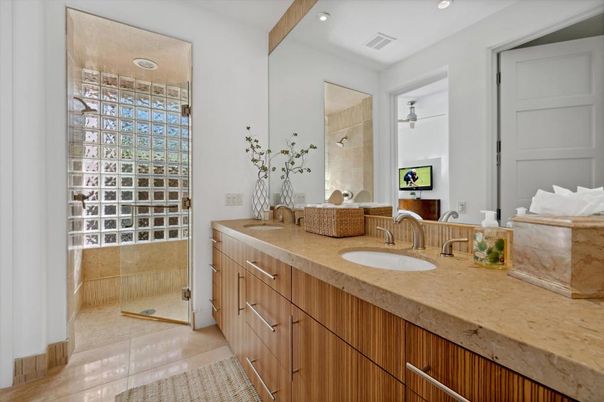 Bathroom, Dual Sink Vanities, Glass Shower, Interior, Recessed Lighting
