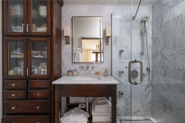 Bathroom, Glass Shower, Interior, Marble Walls