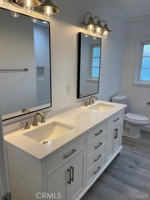 Bathroom, Dual Sink Vanities, Interior, Wood Texture Flooring