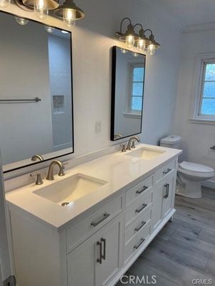 Bathroom, Dual Sink Vanities, Interior, Wood Texture Flooring