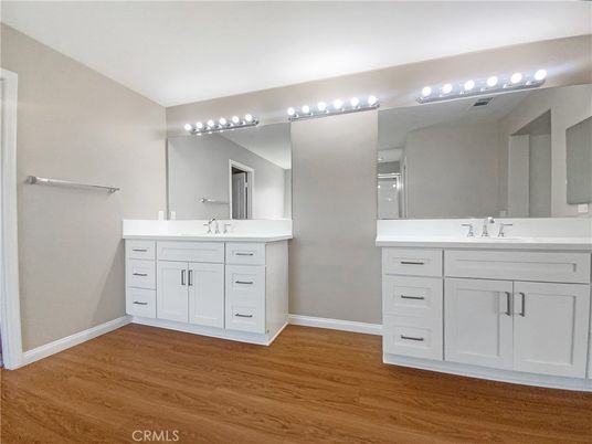 Bathroom, Dual Sink Vanities, Interior, Wood Texture Flooring