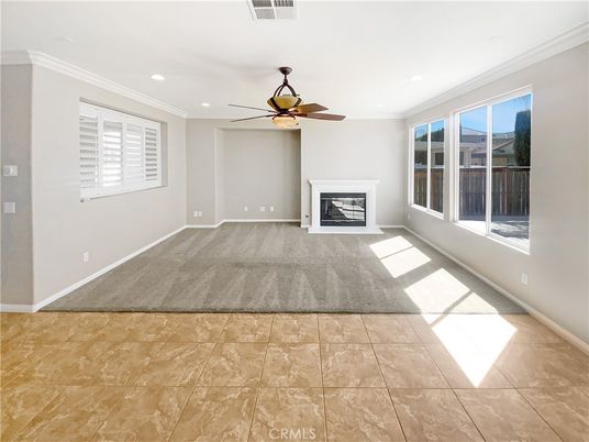 Empty room, Fireplace, Interior, Recessed Lighting