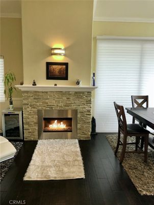Dining room, Fireplace, Interior, Wood Texture Flooring