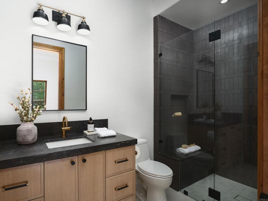Bathroom, Glass Shower, Interior, Recessed Lighting