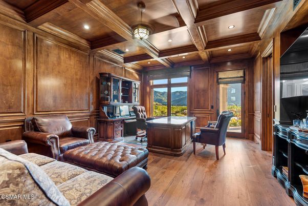Home Office, Interior, Recessed Lighting, Wooden Beams, Wooden Ceilings, Wood Texture Flooring, Wooden Walls