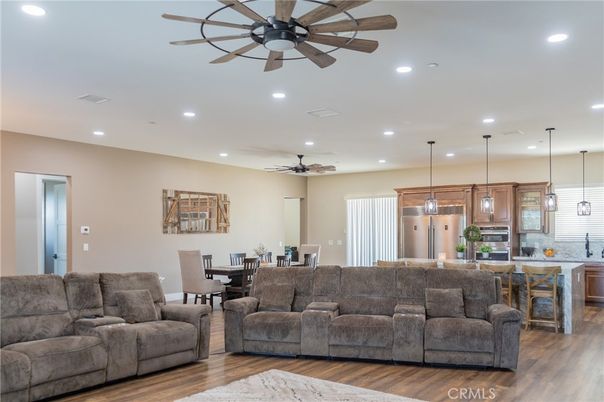 Dining room, Interior, Kitchen, Living room, Pendant Lights, Recessed Lighting, Wood Texture Flooring