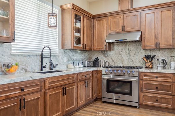 Interior, Kitchen, Pendant Lights, Stainless Steel Appliances, Wood Texture Flooring