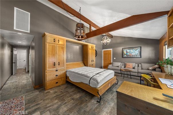 Bedroom, Interior, Living room, Pendant Lights, Wood Texture Flooring
