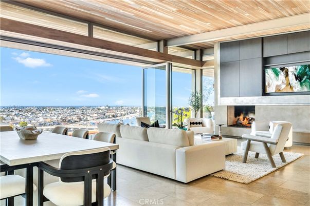 Dining room, Fireplace, Interior, Living room, Wooden Ceilings