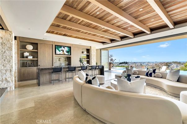 Interior, Living room, Recessed Lighting, Water, Wooden Beams, Wooden Ceilings