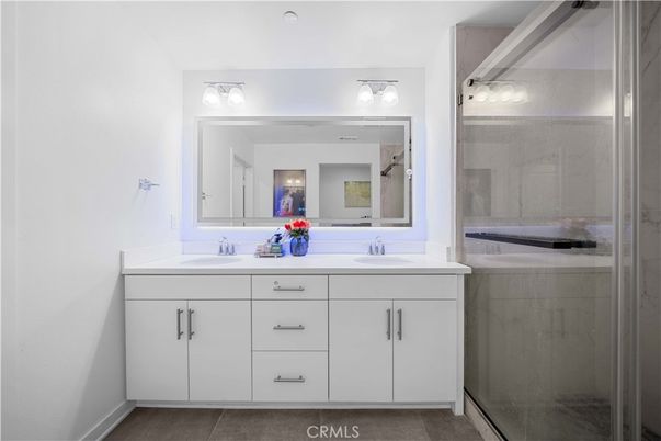 Bathroom, Dual Sink Vanities, Glass Shower, Interior