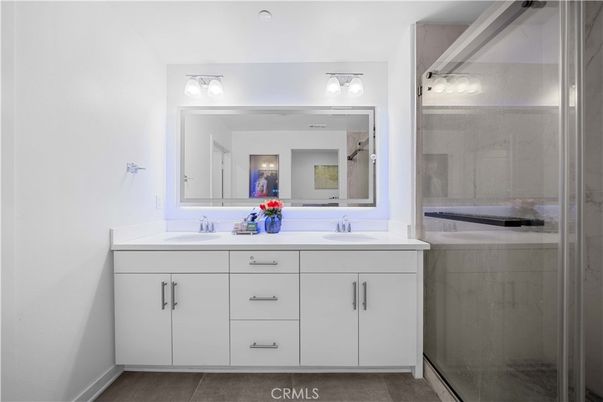 Bathroom, Dual Sink Vanities, Glass Shower, Interior