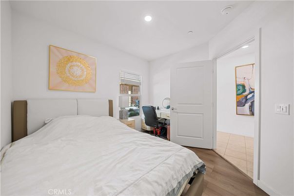 Bedroom, Home Office, Interior, Recessed Lighting, Wood Texture Flooring