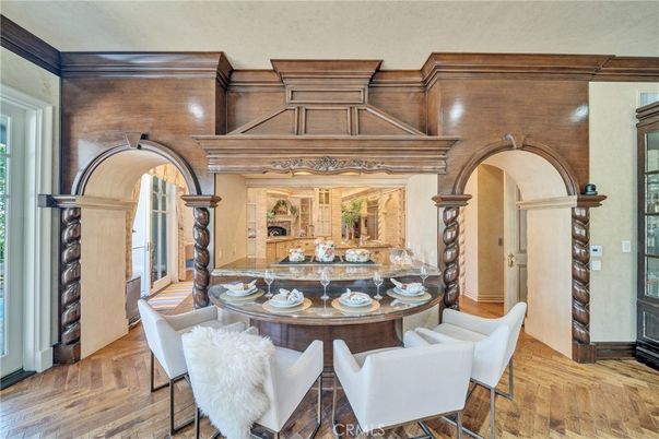 Dining room, Interior, Wood Texture Flooring, Wooden Walls
