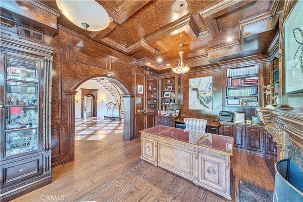 Home Office, Interior, Recessed Lighting, Wooden Beams, Wooden Ceilings, Wood Texture Flooring, Wooden Walls