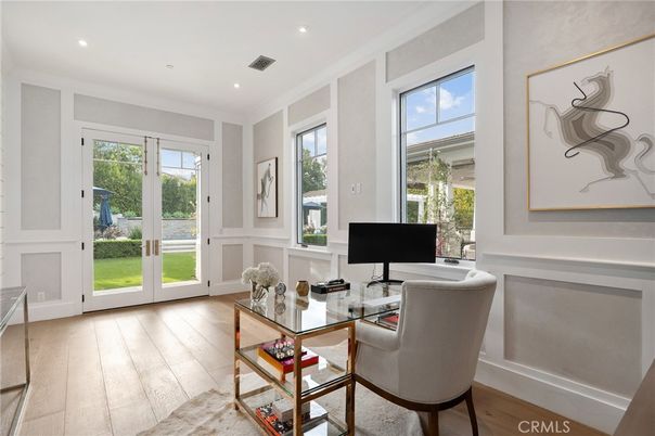 Home Office, Interior, Recessed Lighting, Wood Texture Flooring