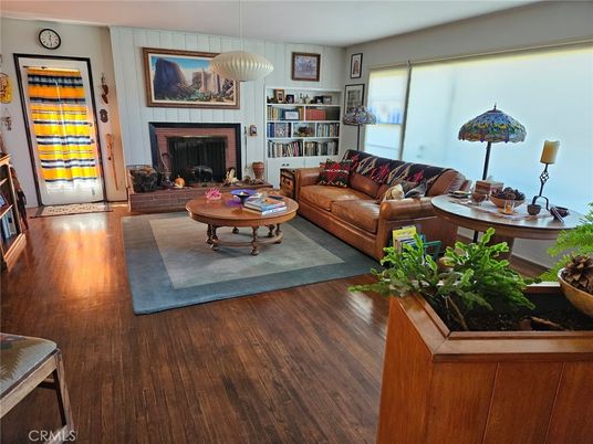Fireplace, Interior, Living room, Pendant Lights, Wood Texture Flooring