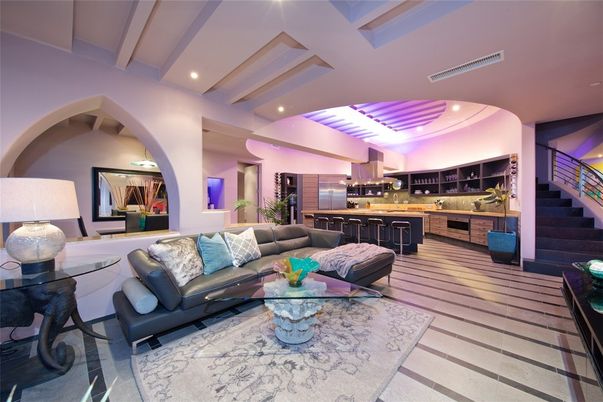Interior, Kitchen, Living room, Recessed Lighting, Wood Texture Flooring