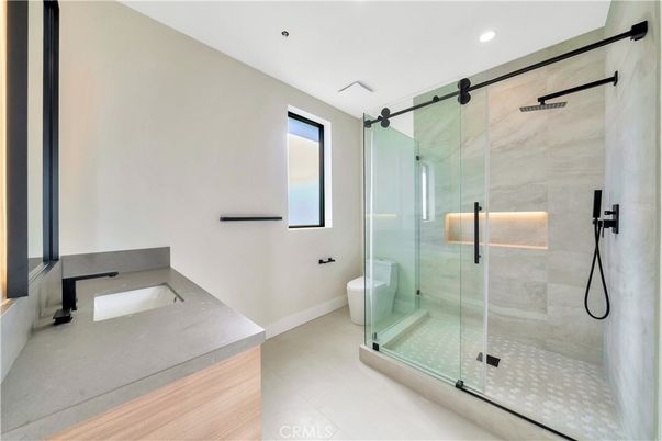 Bathroom, Glass Shower, Interior, Recessed Lighting