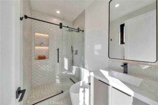 Bathroom, Glass Shower, Interior, Recessed Lighting
