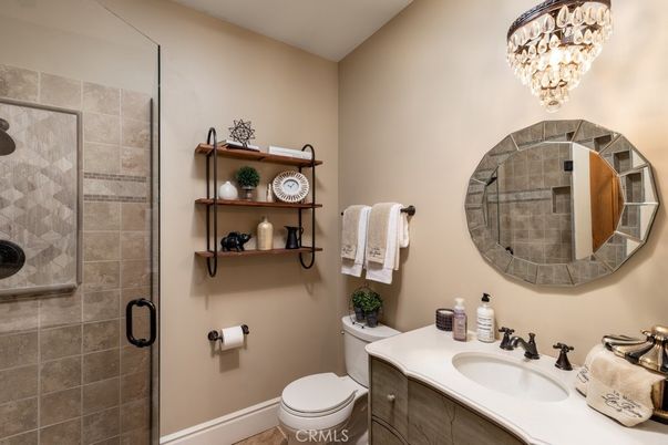 Bathroom, Chandelier, Glass Shower, Interior