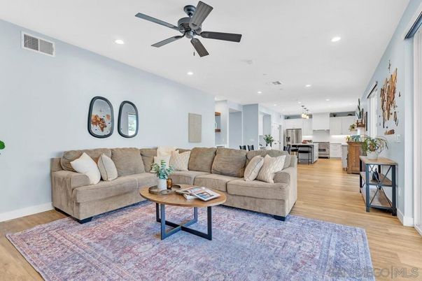 Interior, Kitchen, Living room, Pendant Lights, Recessed Lighting, Stainless Steel Appliances, Wood Texture Flooring