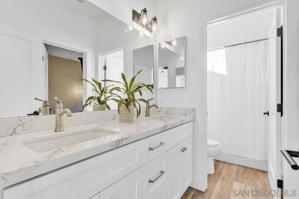 Bathroom, Dual Sink Vanities, Interior, Wood Texture Flooring
