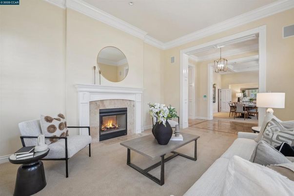 Chandelier, Dining room, Fireplace, Interior, Living room, Pendant Lights