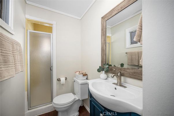 Bathroom, Glass Shower, Interior, Wood Texture Flooring