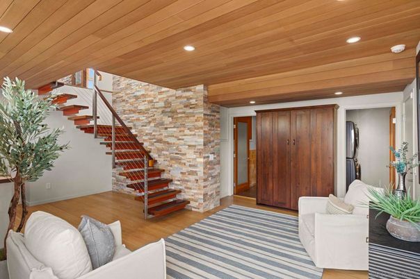 Interior, Recessed Lighting, Wooden Ceilings, Wood Texture Flooring