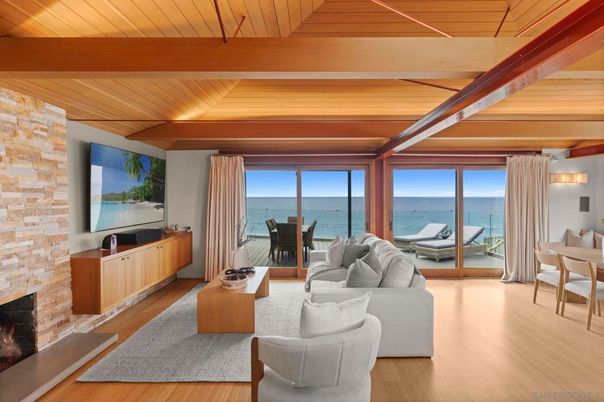 Dining room, Fireplace, Interior, Living room, Stone Walls, Water, Wooden Beams, Wooden Ceilings, Wood Texture Flooring